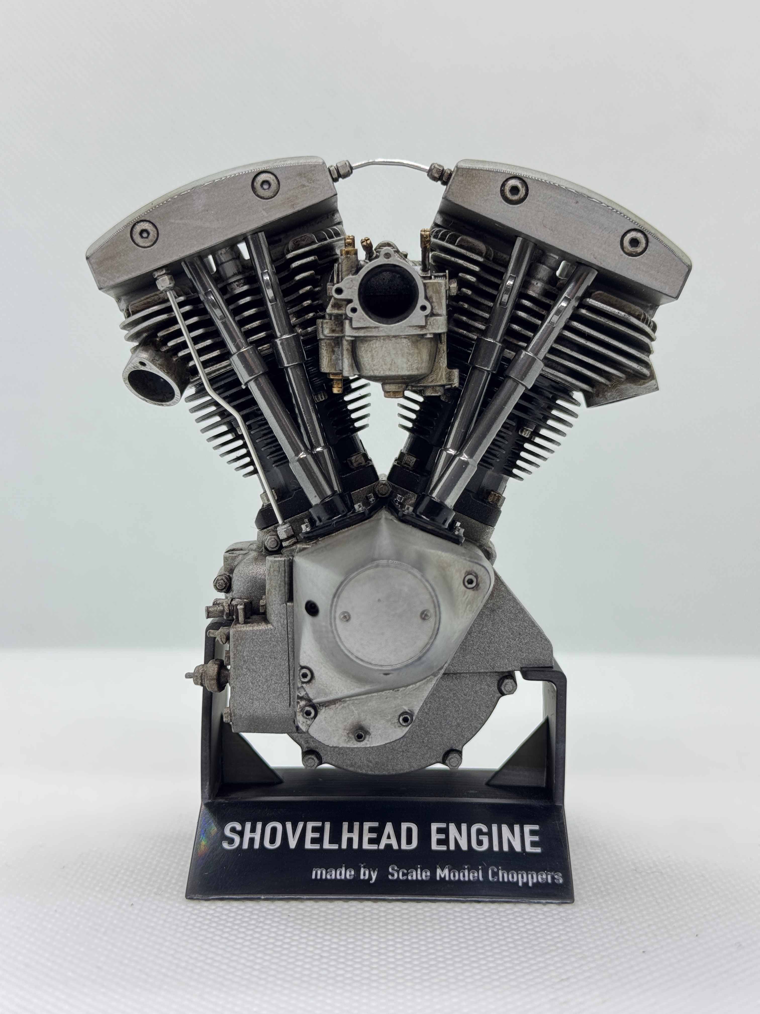 1/6スケール ショベルヘッドエンジンモデル｜S&S Eキャブ｜光造形3Dプリント＆エイジング塗装仕上げ｜リアルディスプレイモデル