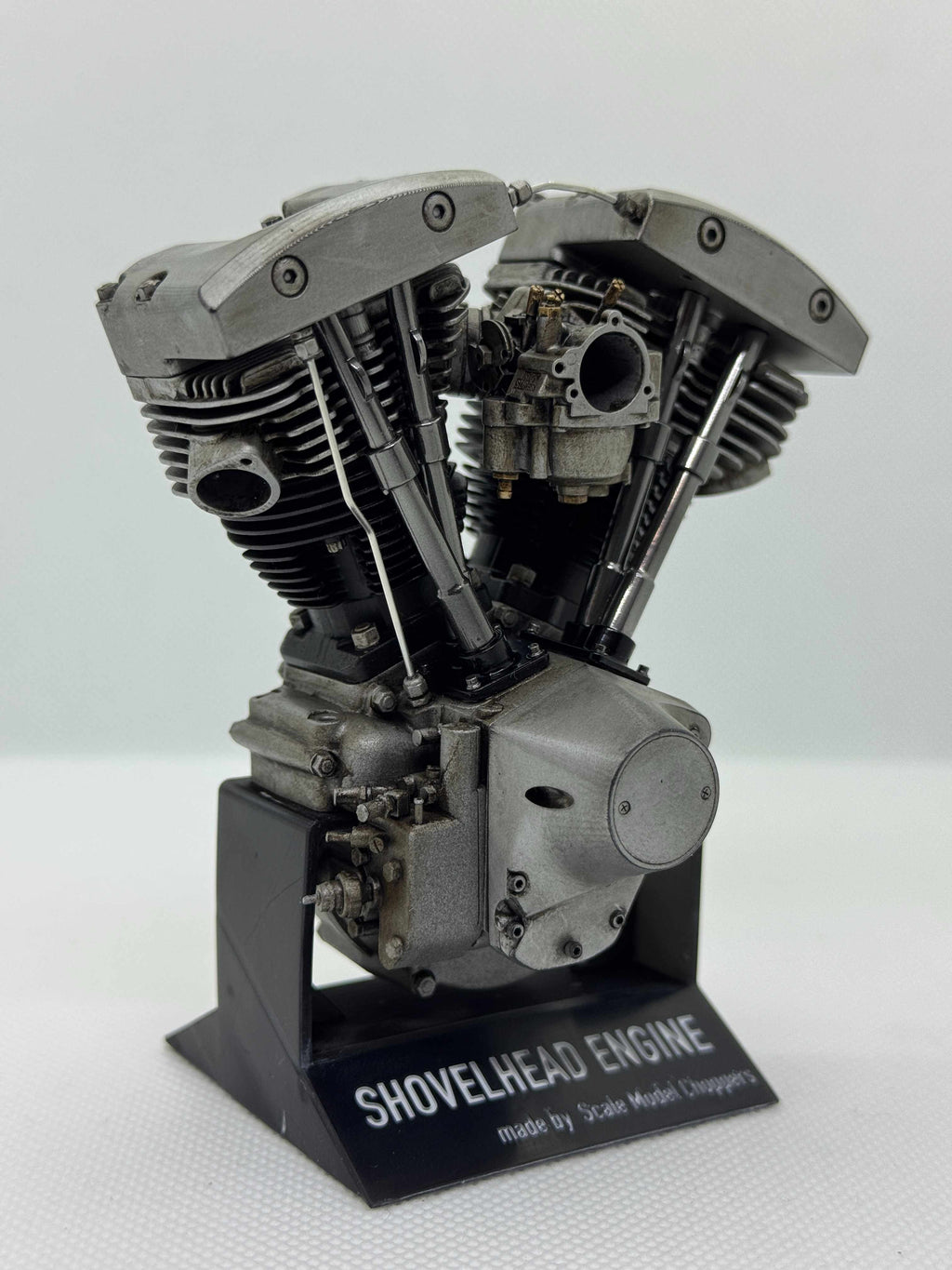 1/6スケール ショベルヘッドエンジンモデル｜S&S Eキャブ｜光造形3Dプリント＆エイジング塗装仕上げ｜リアルディスプレイモデル