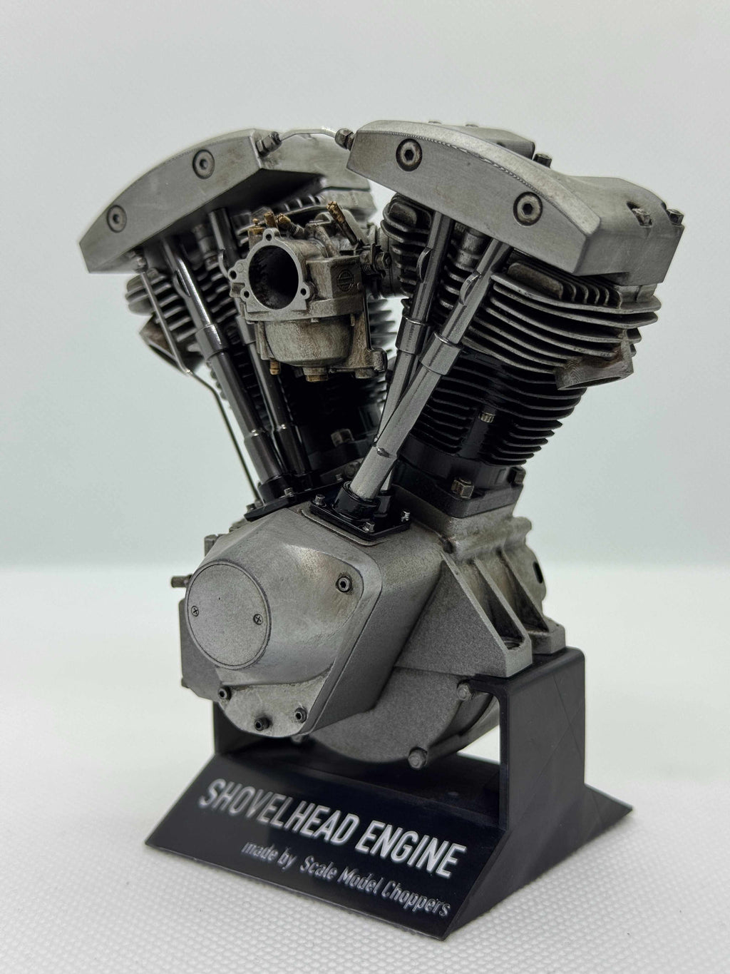 1/6スケール ショベルヘッドエンジンモデル｜S&S Eキャブ｜光造形3Dプリント＆エイジング塗装仕上げ｜リアルディスプレイモデル