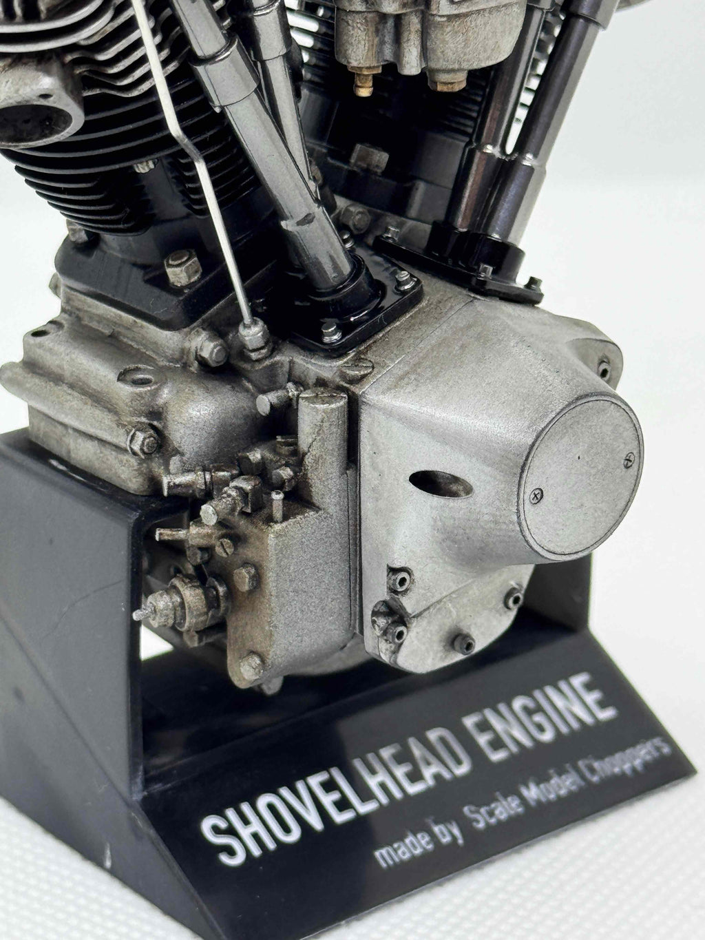 1/6スケール ショベルヘッドエンジンモデル｜S&S Eキャブ｜光造形3Dプリント＆エイジング塗装仕上げ｜リアルディスプレイモデル