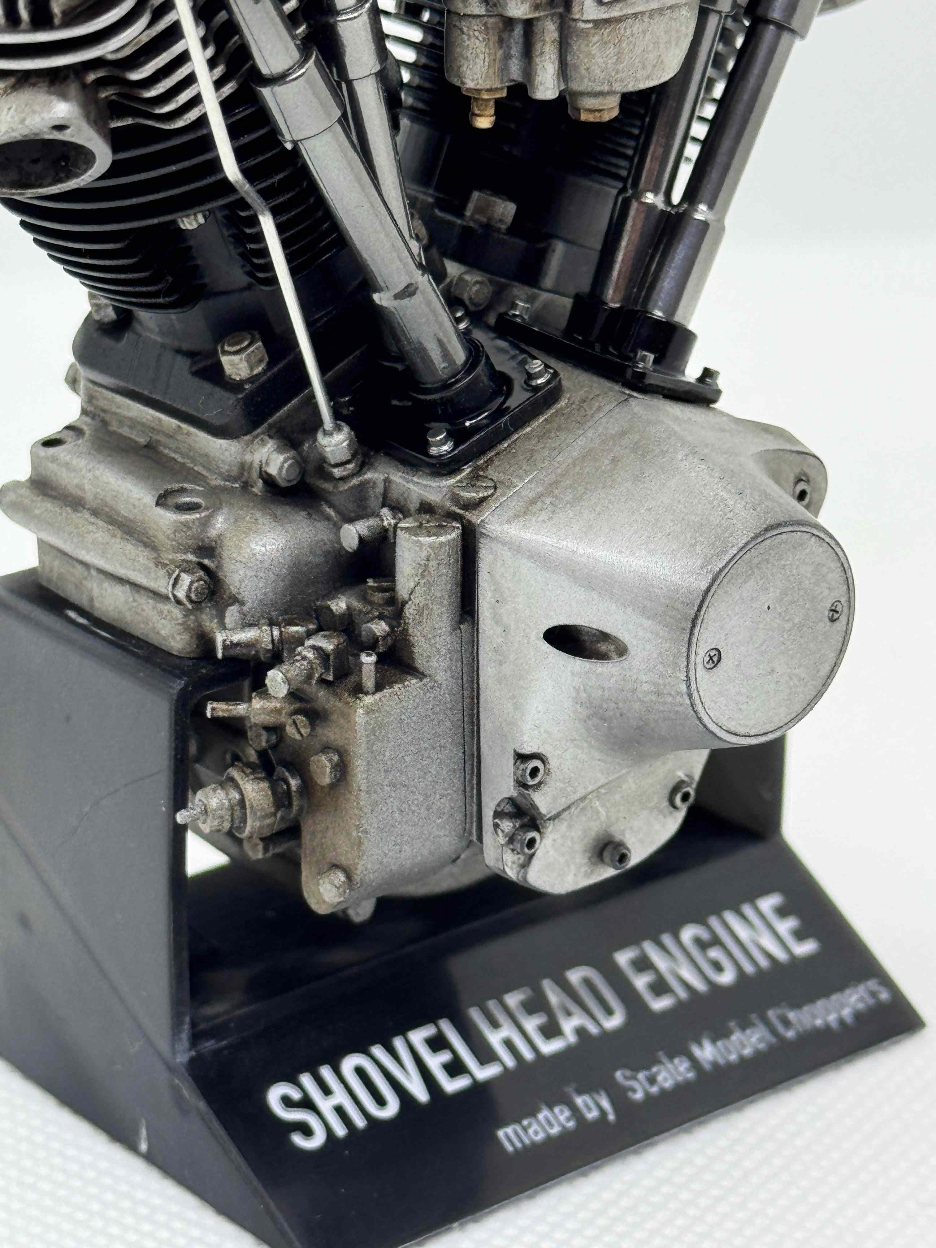 1/6スケール ショベルヘッドエンジンモデル｜S&S Eキャブ｜光造形3Dプリント＆エイジング塗装仕上げ｜リアルディスプレイモデル