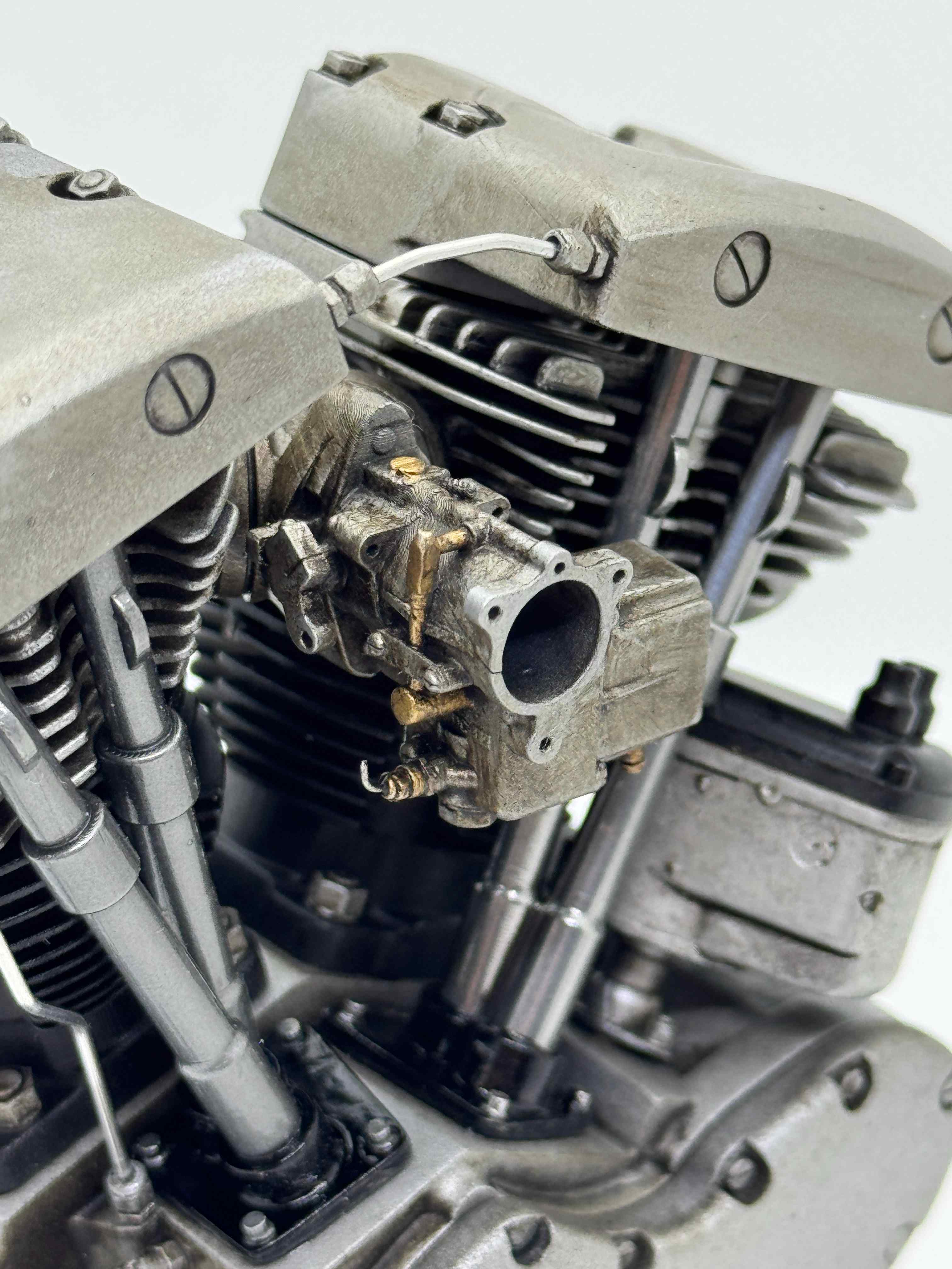 1/6スケール アーリーショベルマグネトー付きエンジンモデル｜光造形3Dプリント製 精密ディスプレイモデル｜ヴィンテージハーレーの造形美を再現