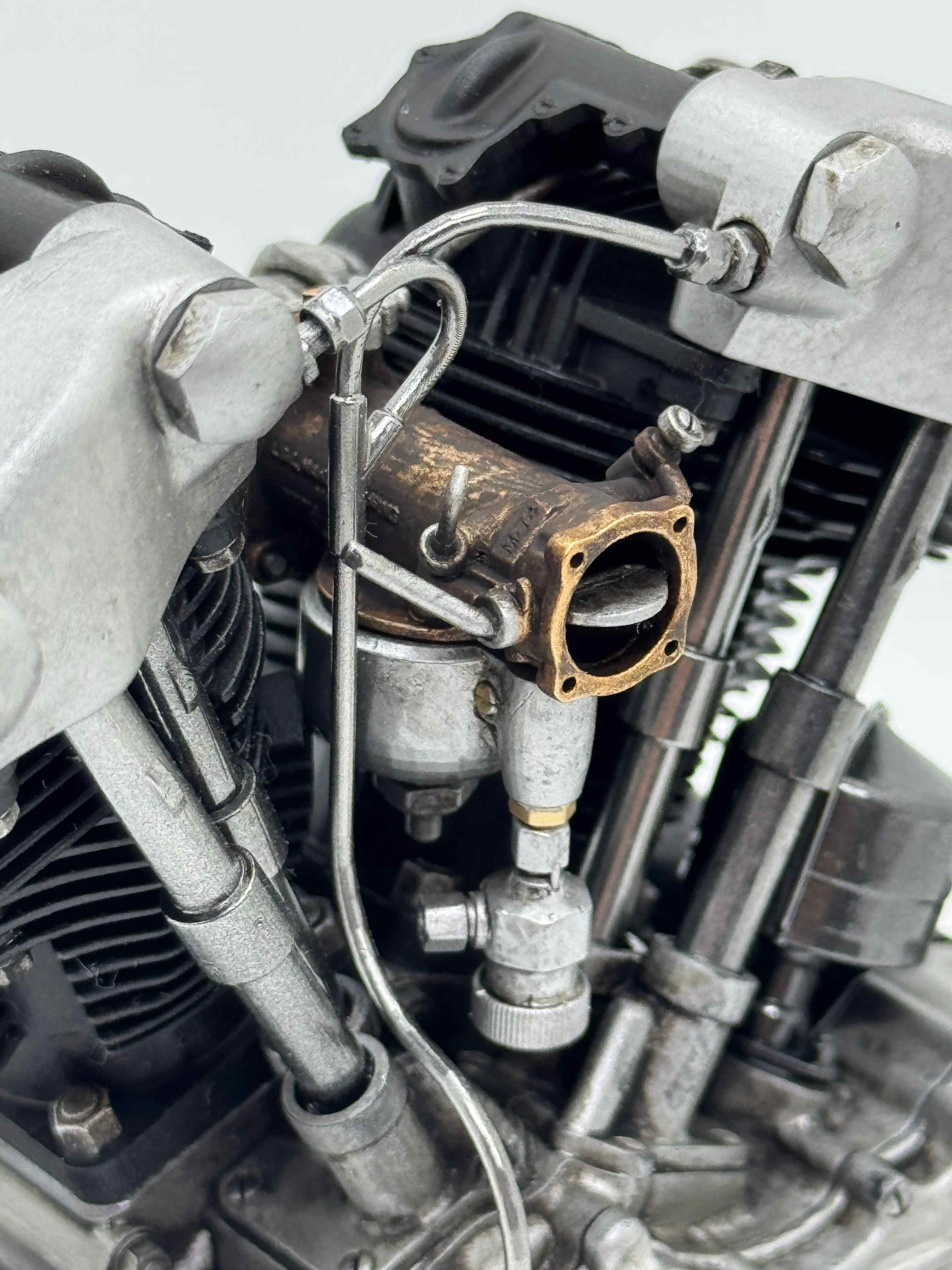 1/6スケール ナックルヘッドエンジンモデル｜光造形3Dプリント製 精密塗装仕様｜初期OHVの造形美を濃密再現