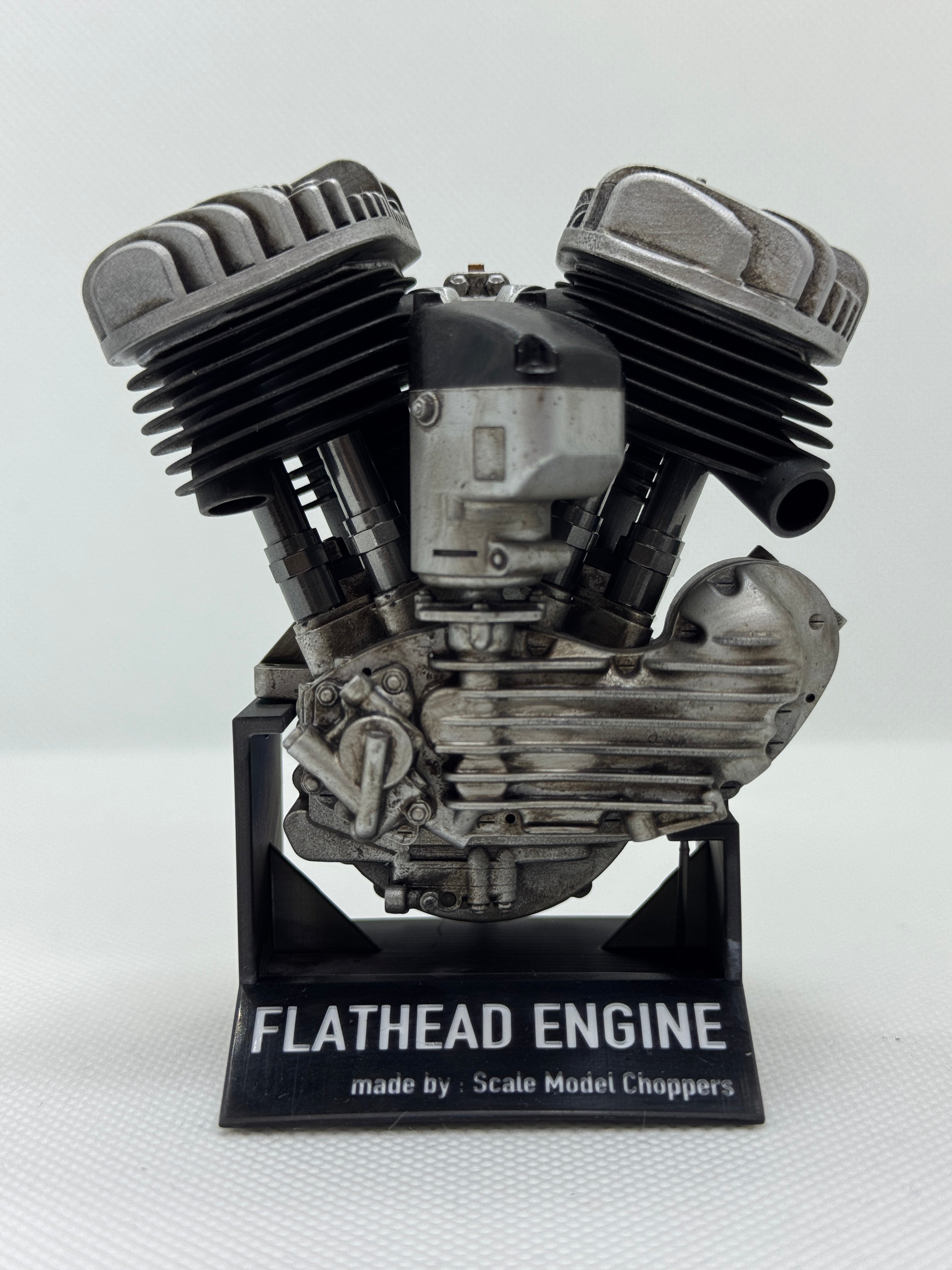 1/6スケール フラットヘッドWICOマグ エンジンモデル｜光造形3Dプリント製 精密塗装仕上げ｜ヴィンテージVツインの原点を立体表現