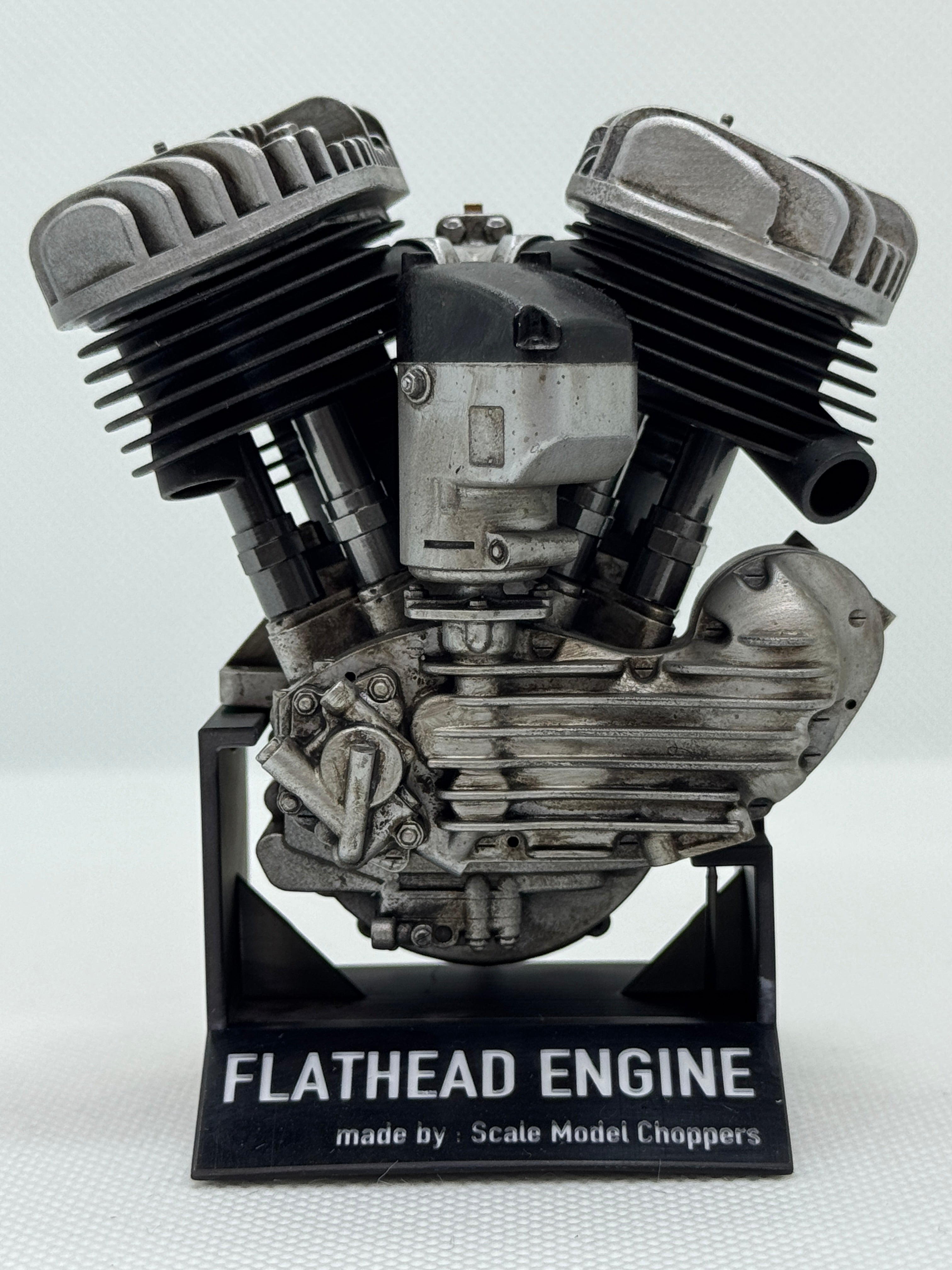 1/6スケール フラットヘッドWICOマグ エンジンモデル｜光造形3Dプリント製 精密塗装仕上げ｜ヴィンテージVツインの原点を立体表現