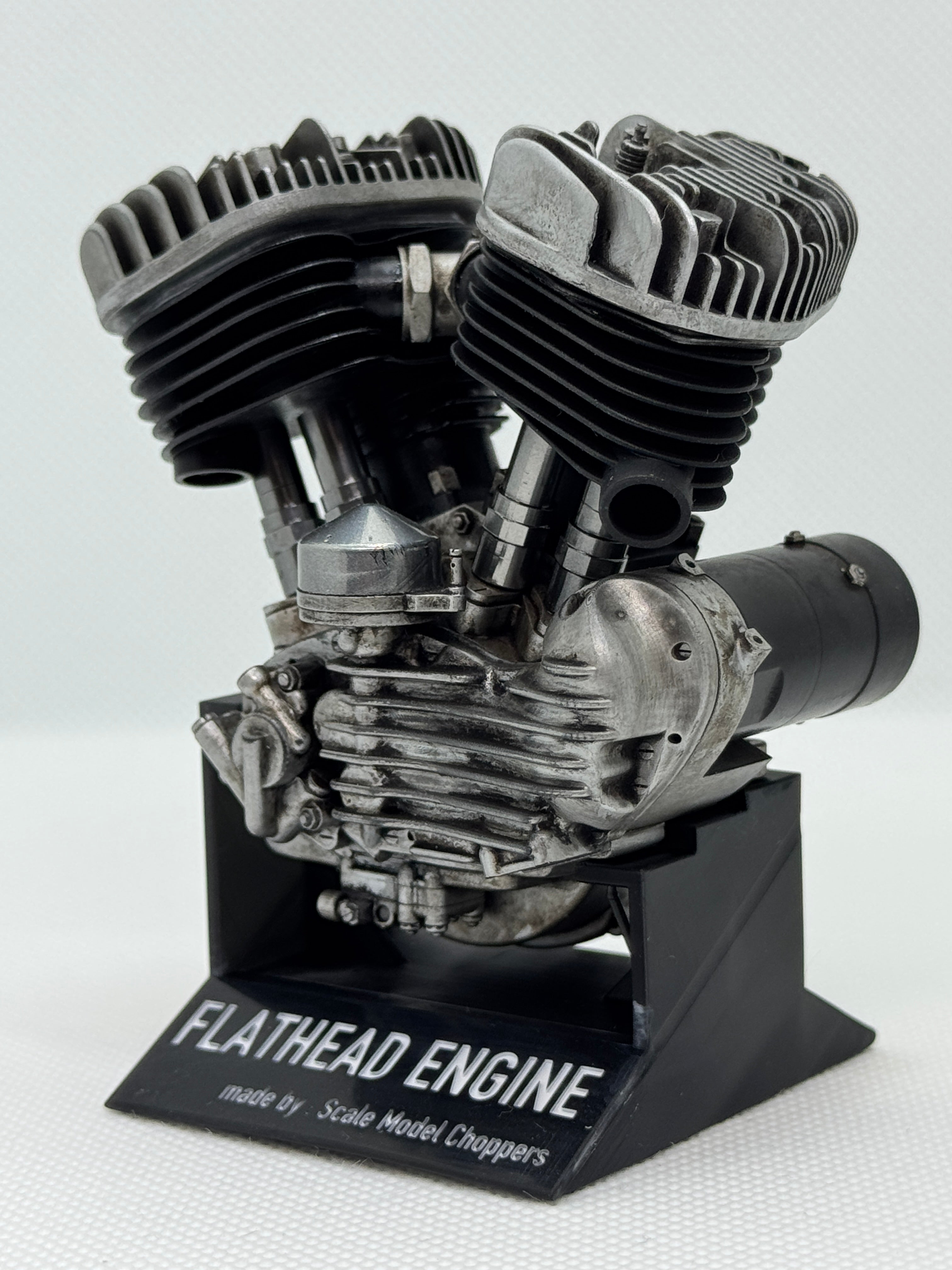 1/6スケール フラットヘッドエンジンモデル｜光造形3Dプリント製 精密塗装仕上げ｜ヴィンテージVツインの原点を立体表現