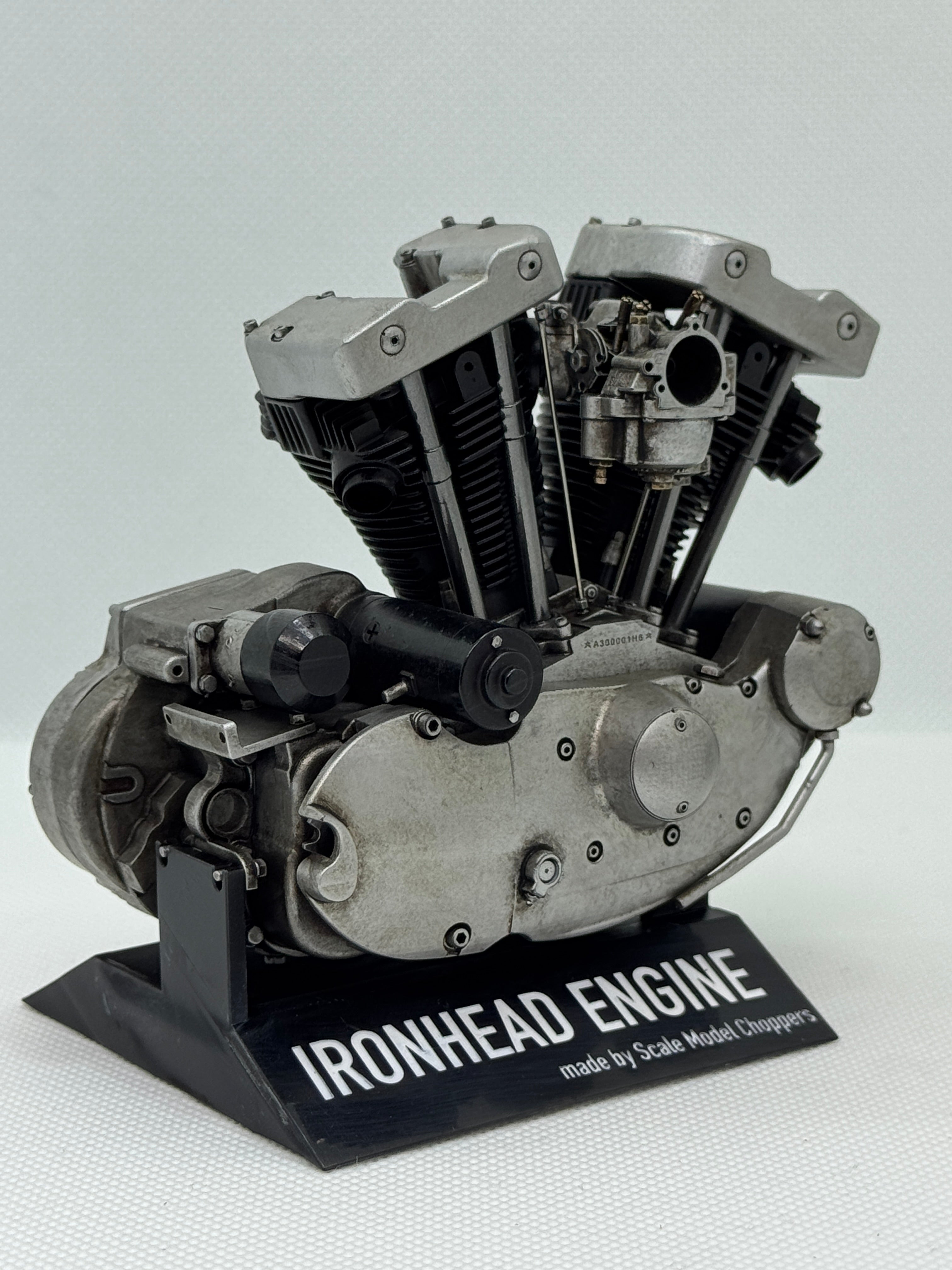 1/6スケール アイアンショベルエンジンモデル｜光造形3Dプリント製 精密塗装｜ヴィンテージハーレーの荒々しい個性を立体表現