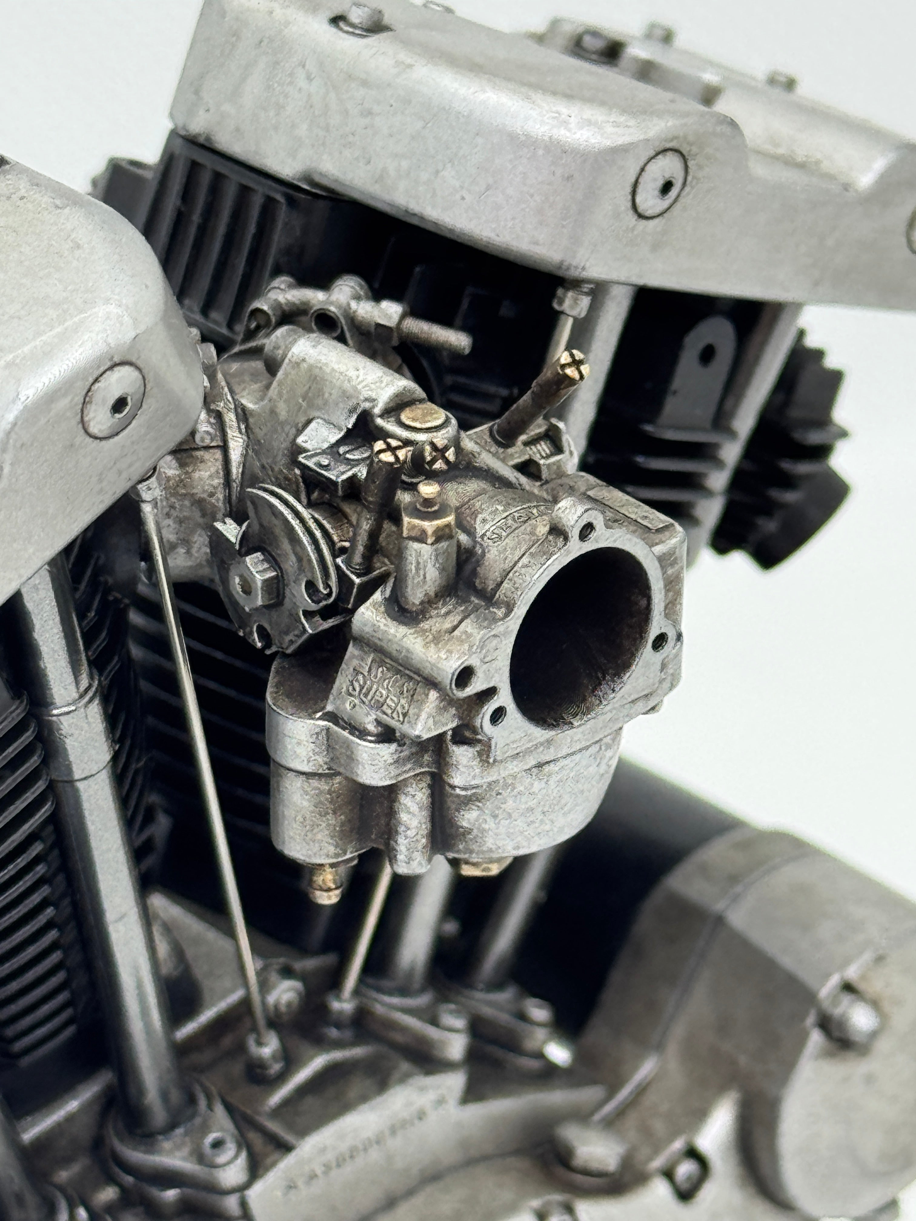 1/6スケール アイアンショベルエンジンモデル｜光造形3Dプリント製 精密塗装｜ヴィンテージハーレーの荒々しい個性を立体表現