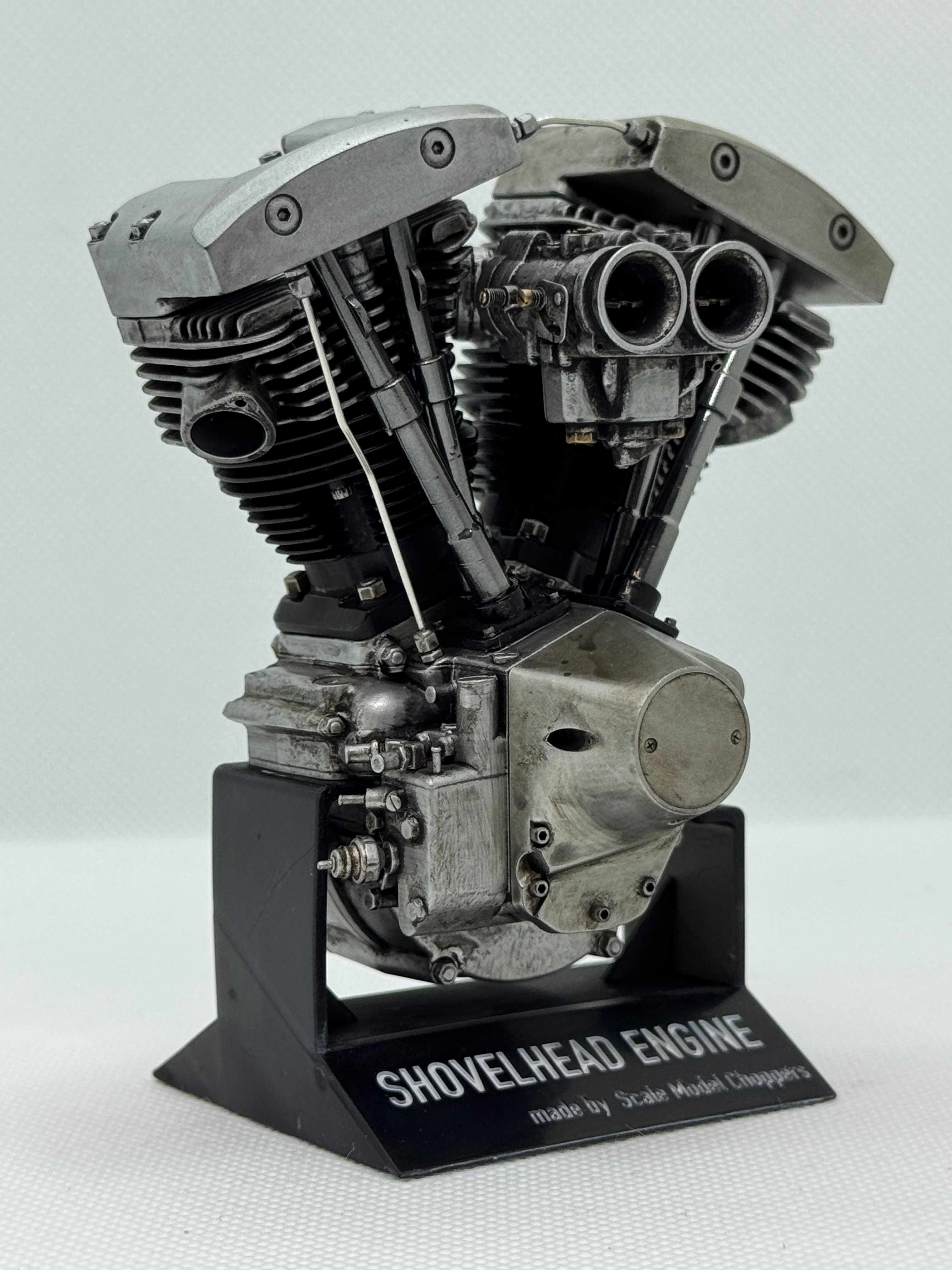 1/6スケール ショベルヘッドツースロートキャブエンジンモデル｜光造形3Dプリント＆エイジング塗装仕上げ｜リアルディスプレイモデル