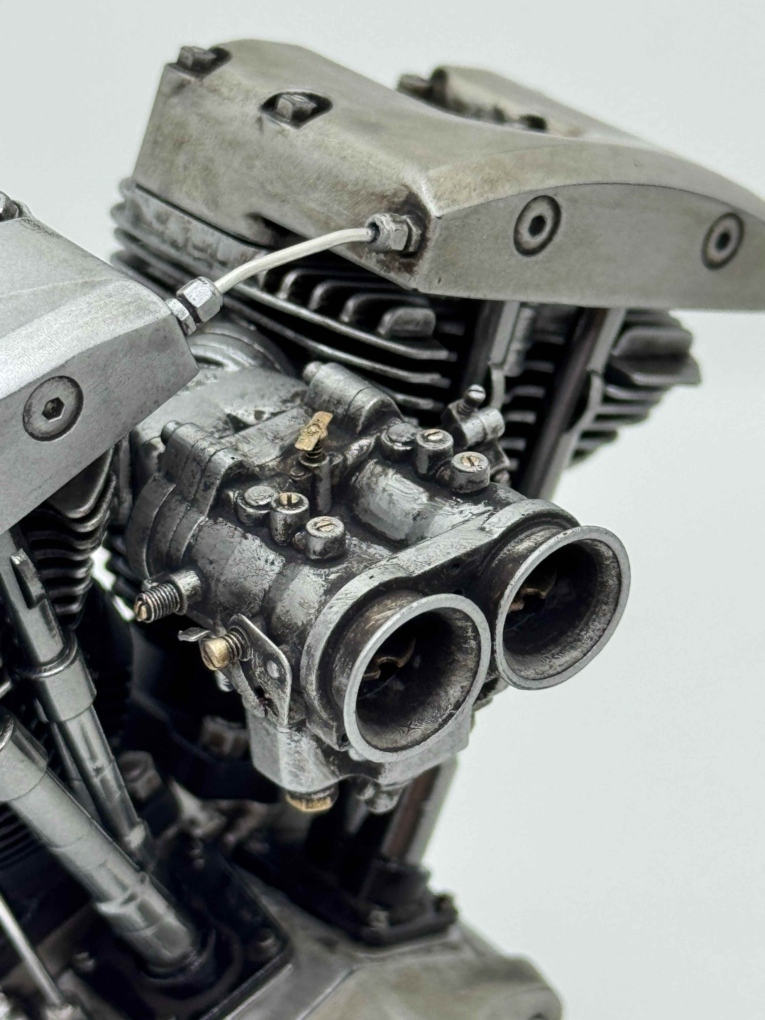 1/6スケール ショベルヘッドツースロートキャブエンジンモデル｜光造形3Dプリント＆エイジング塗装仕上げ｜リアルディスプレイモデル