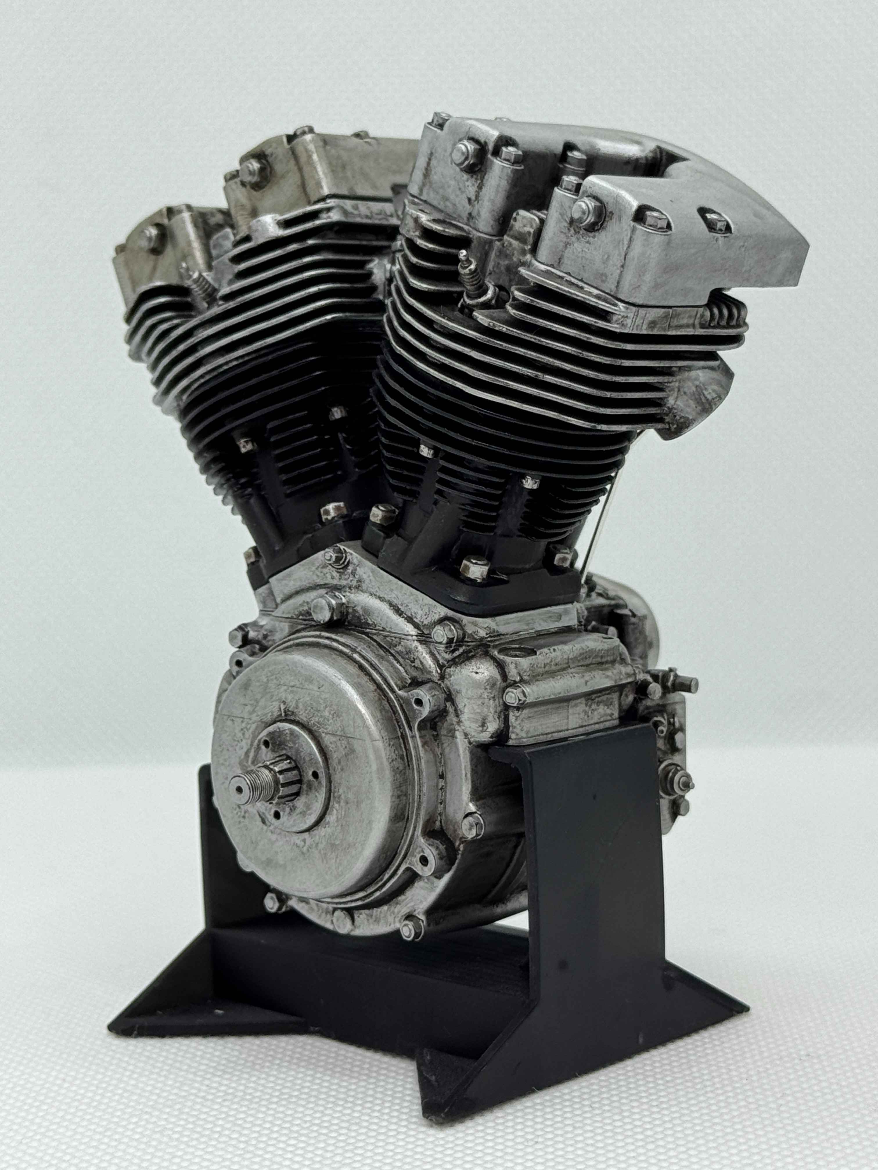 1/6スケール ショベルヘッドツースロートキャブエンジンモデル｜光造形3Dプリント＆エイジング塗装仕上げ｜リアルディスプレイモデル