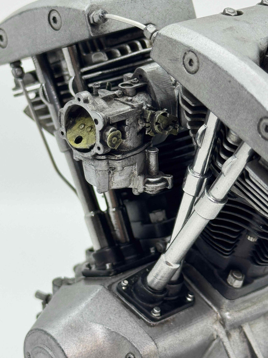 1/6スケール ショベルヘッドエンジンモデル｜ケイヒンバタフライキャブ｜光造形3Dプリント＆エイジング塗装仕上げ｜リアルディスプレイモデル