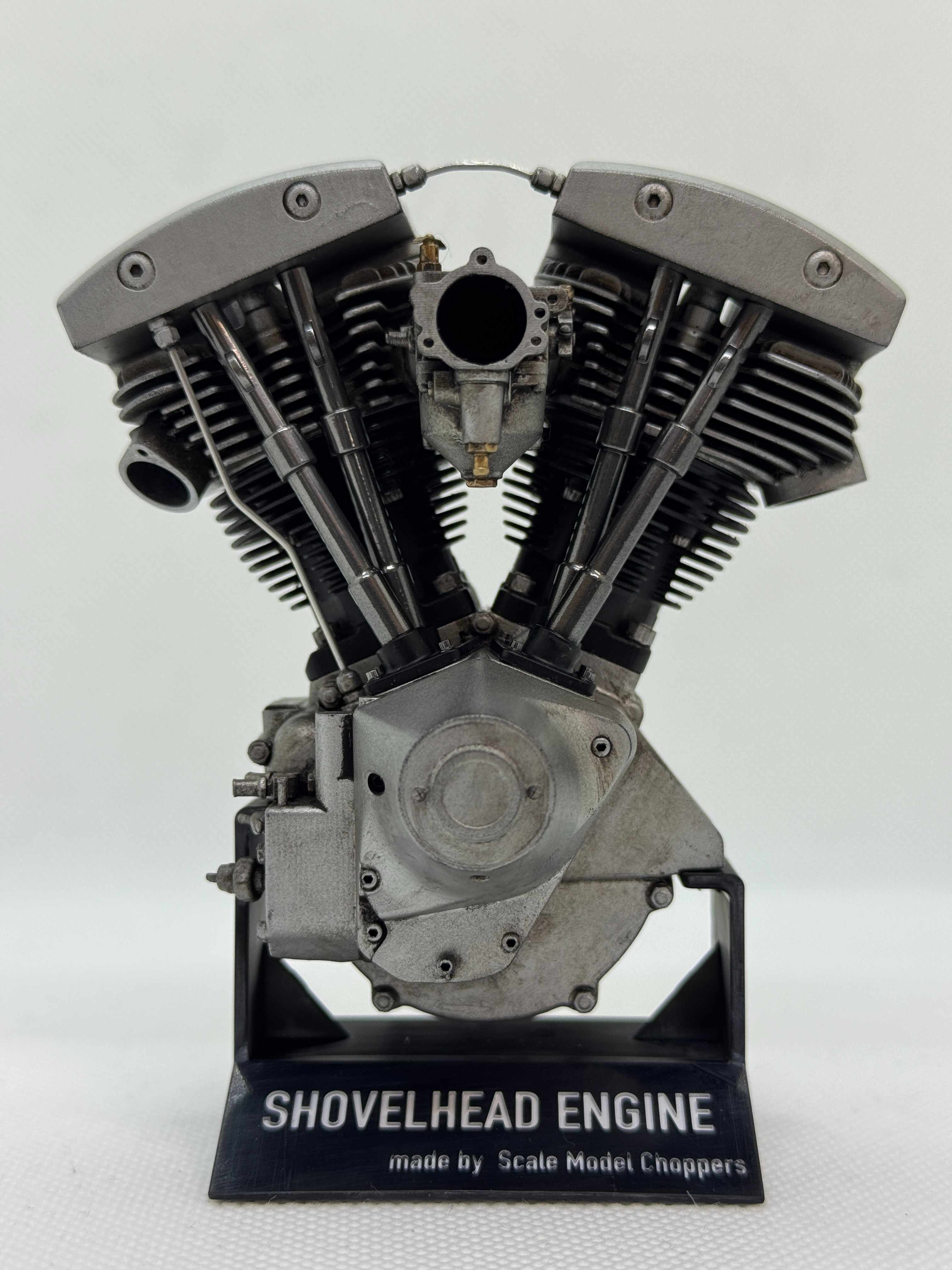 1/6スケール ショベルヘッドエンジンモデル｜S&S Bキャブ｜光造形3Dプリント＆エイジング塗装仕上げ｜リアルディスプレイモデル